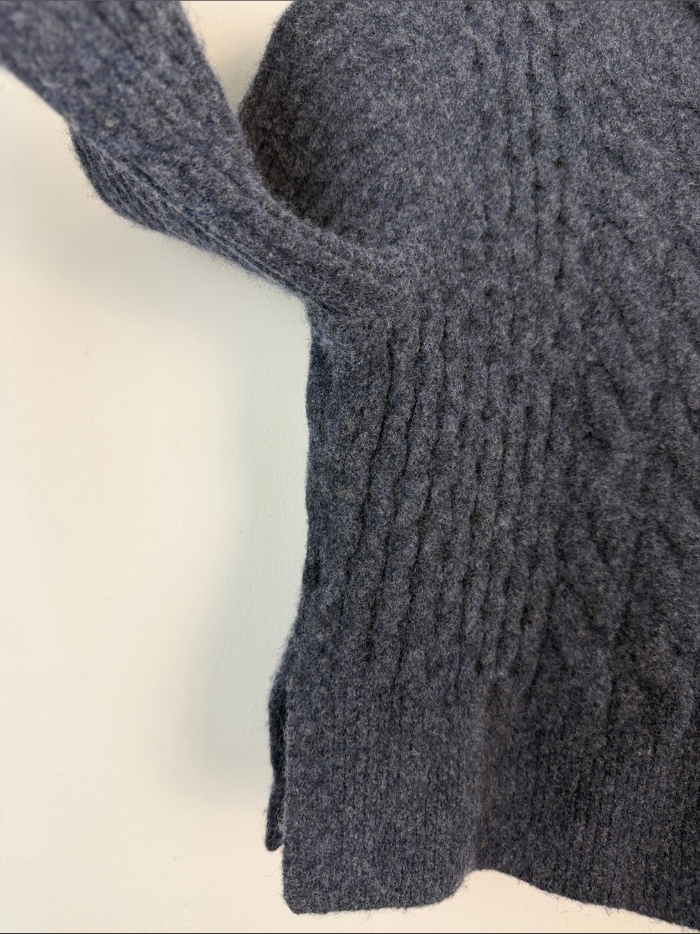All Saints Claude Cropped Sweater Chunky Cable Knit Mock Neck Wool Blend SM Blue - Picture 11 of 16